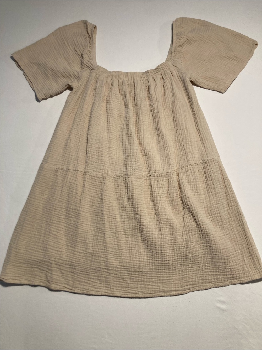 SABO Neutral Cream Gauze Short-Sleeve Dress Size Small